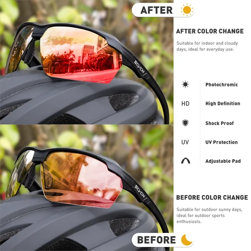 SCVCN Gafas de sol fotocromáticas para ciclismo, gafas para bicicleta de montaña, senderismo, Golf, UV400, gafas deportivas para hombres y mujeres, béisbol