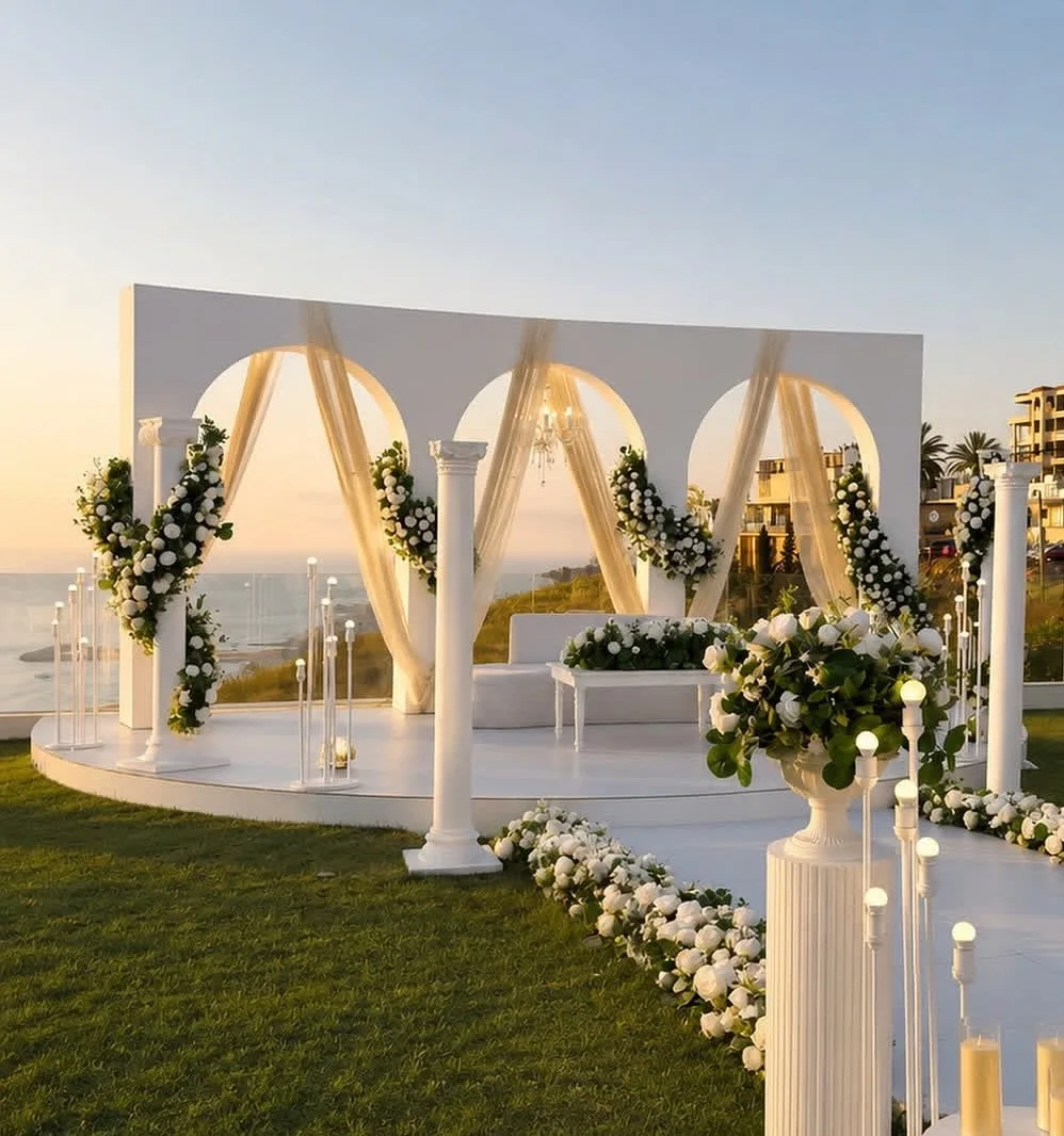 Customized Wedding Arch Backdrop Stand Arch Photo Backdrop Wall Wedding Stage 3d White Event Ripple Arch Backdrop