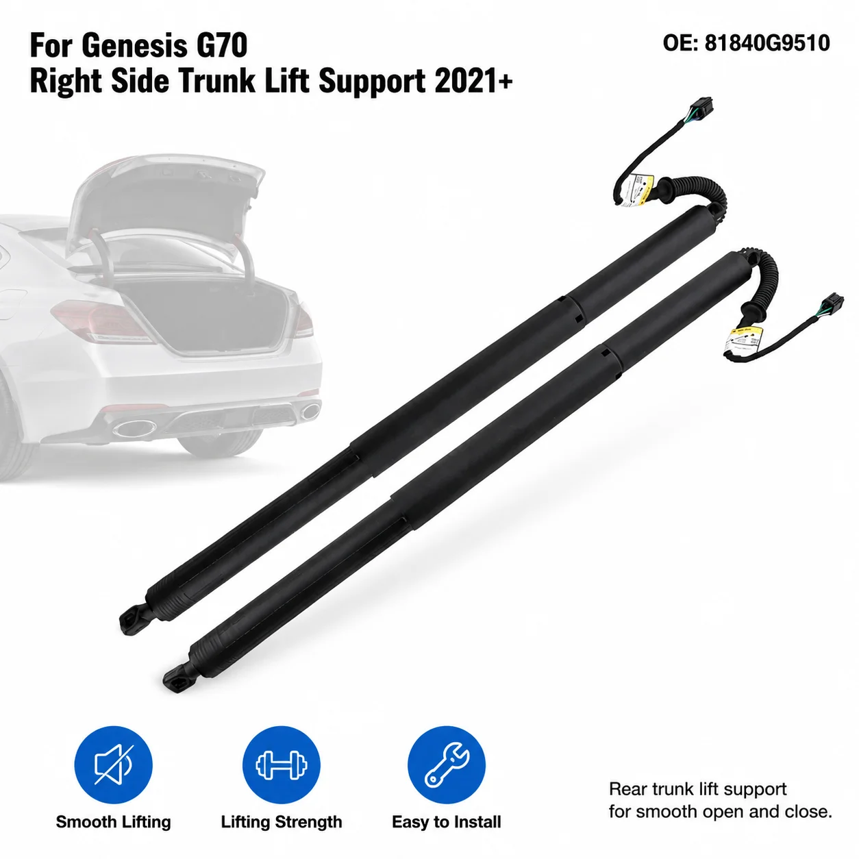 Precision Rust-Proof Right Lift Support for Genesis G70 2021+ 81840G9510 - Durable & Stable, Perfect Fit