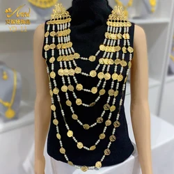 Indian Multilayer Women Shoulder Chains Luxury Ethnic Afghan Charms Gold Color Body Jewelry Statement Coin Pendant Jewelry