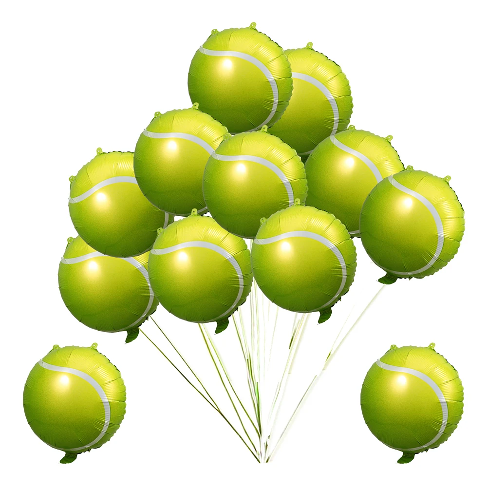 

12pcs Inflatable Balloons Foil Sports Ball Decorations Birthday Pool Beach Hanging Favors Tennis-Themed Supplies Large