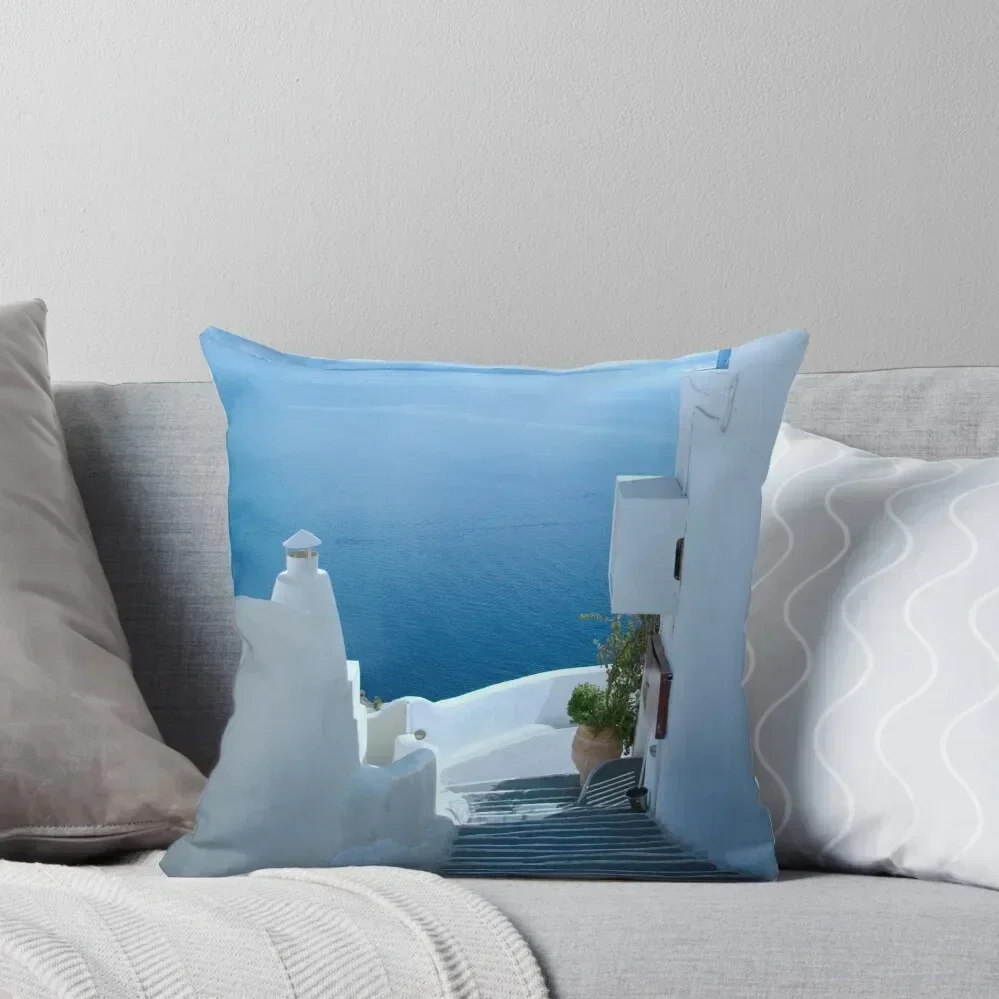

Beautiful Narrow Stepped Street in Santorini, Greece Throw Pillow Plaid Sofa covers for pillows christmas ornaments 2025 pillow