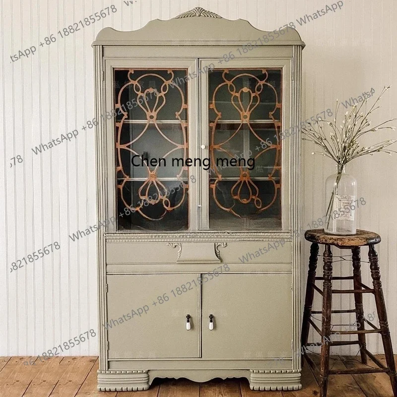 X Retro solid wood chest, medieval living room storage, living room dining side, storage cabinet