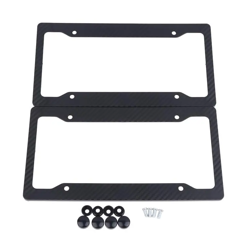 1/2Pcs Universal License Plate Frame Carbon Pattern Plastic License Plate Frame Bracket With Standard Screw Kits