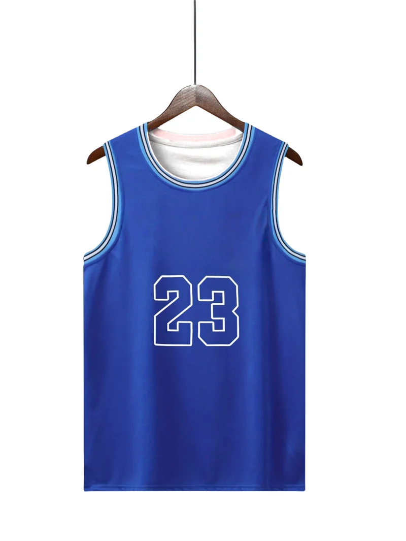 Men's Color Block 23 Letter Printed Patchwork Vest Sleeveless Summer Round Neck Casual Women's Tank
