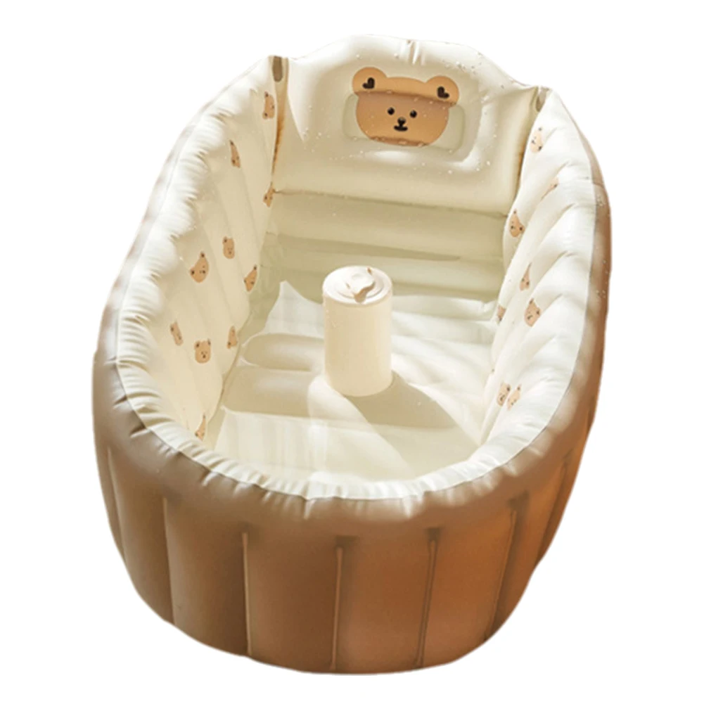 Non Slip Spa Tub with Back Support Inflatable Baby Bathtub Built-in Air Pump Deflates and Folds Easily for 6 Month - 3 Years Old