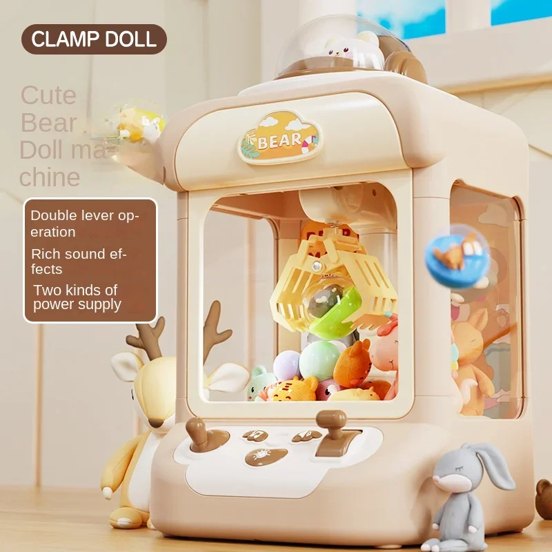 Mini Doll Machine Toy for Kids DIY Prizes Arcade Crane with Music Vending Machine Claw Plush Doll Toy for Children Birthday Gift