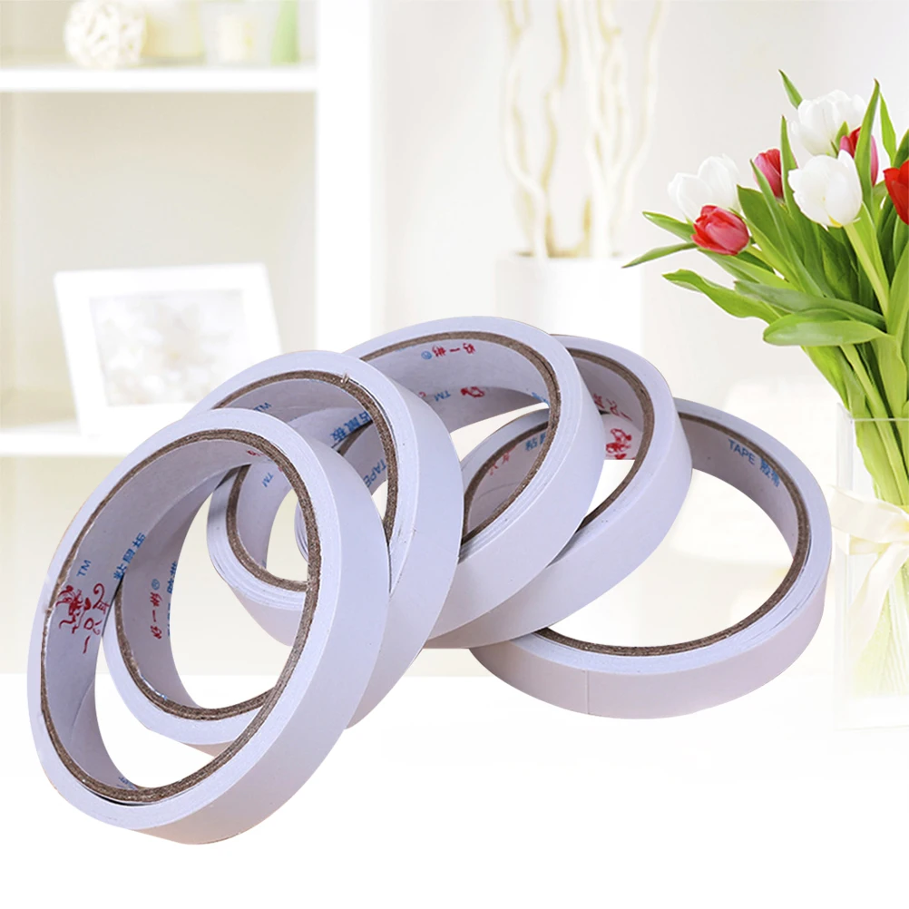 5Pcs Strong Adhesive Double Sided Tape Easy to Use Cut Tear Length Perfect for Crafts Office School Stationery