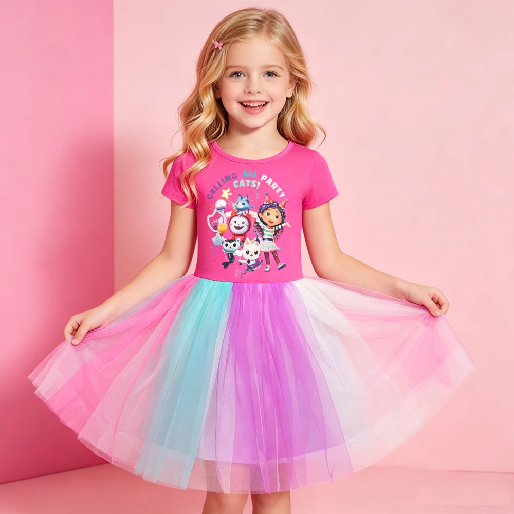 

Gabbys Doll House Clothes Kids Short Sleeves Casual Dress for Girls Gabby Cats Vestidos Children's Summer Party Princess Dresses