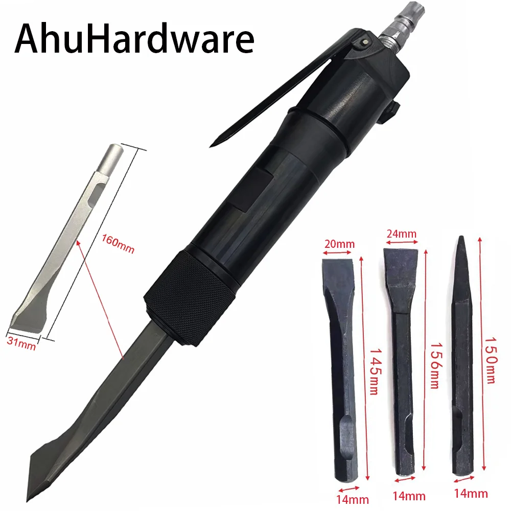 AhuHardware Straight Air Shovel Pneumatic Pick Pneumatic Chisel Rust Remover Pneumatic Hammer with 3 Shovel Heads Multi-function