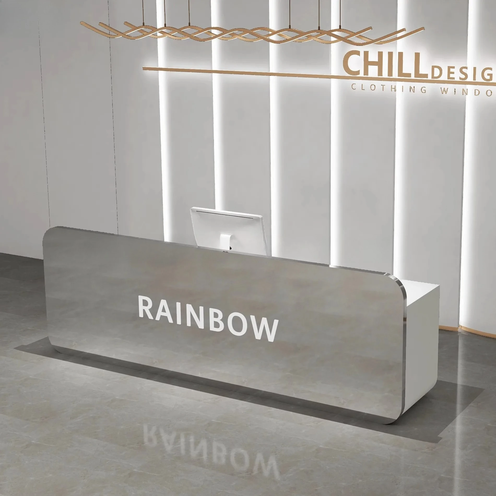 

PYH Light Luxury Stainless Steel Cashier Counter Clothing Salon Front Desk Company Reception Desk