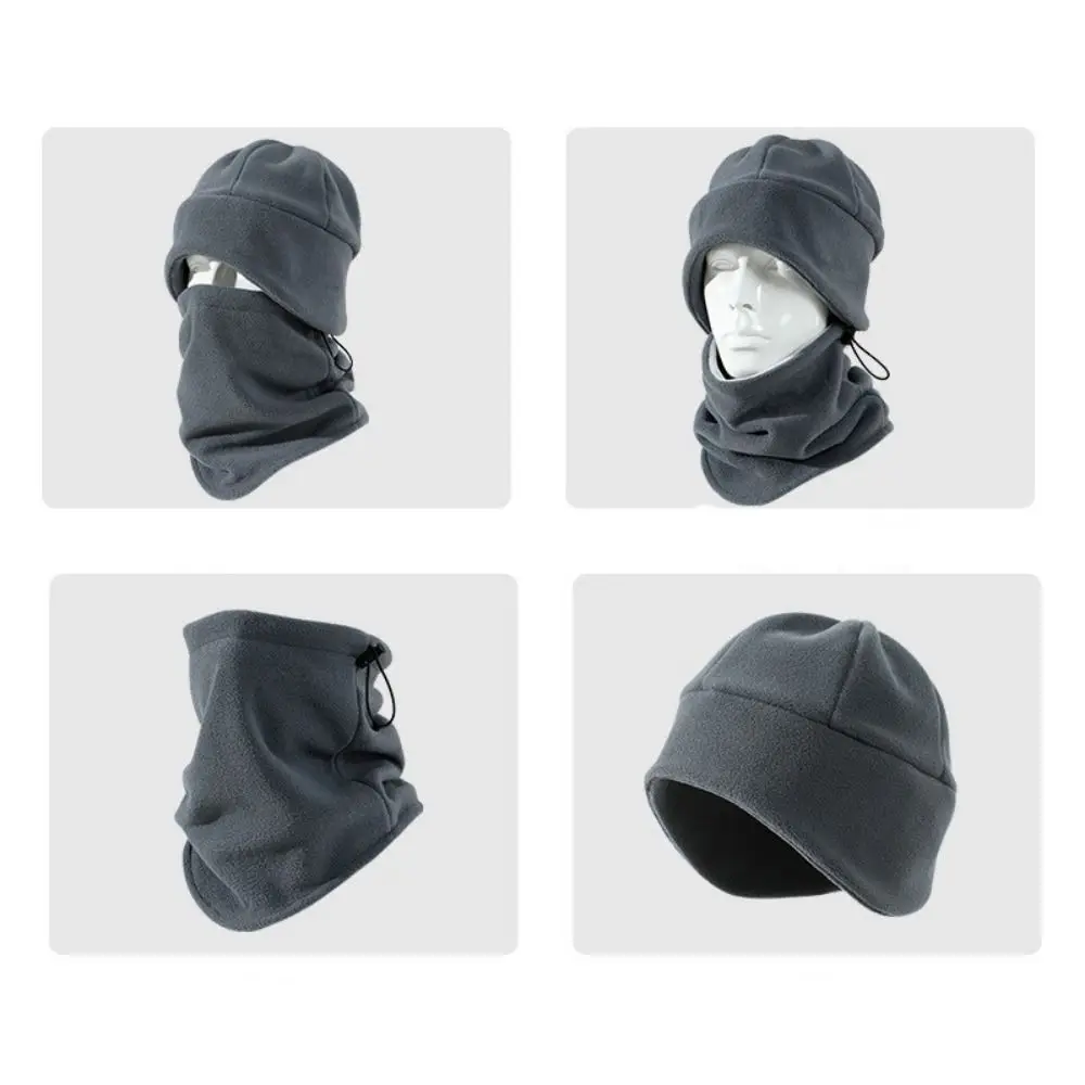 New Autumn Winter Hat Collar Two-piece Set Men Plush Couple Knitted Hat Cold Protection Neck Cover Cycling Warm Hat