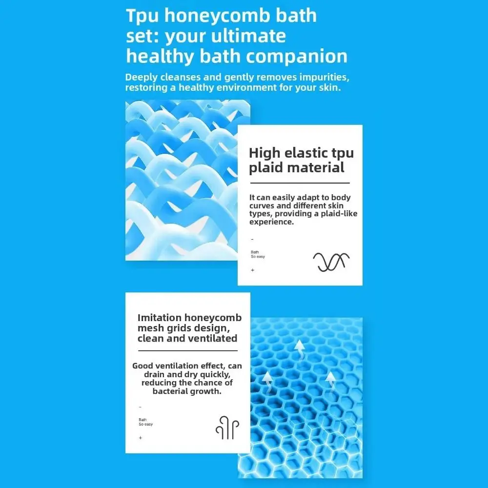 Soft TPU Material Bath Face Towel Antibacterial Deep Cleansing Back Bath Ball Duick-dry Honeycomb Massage Towel Skincare Routine