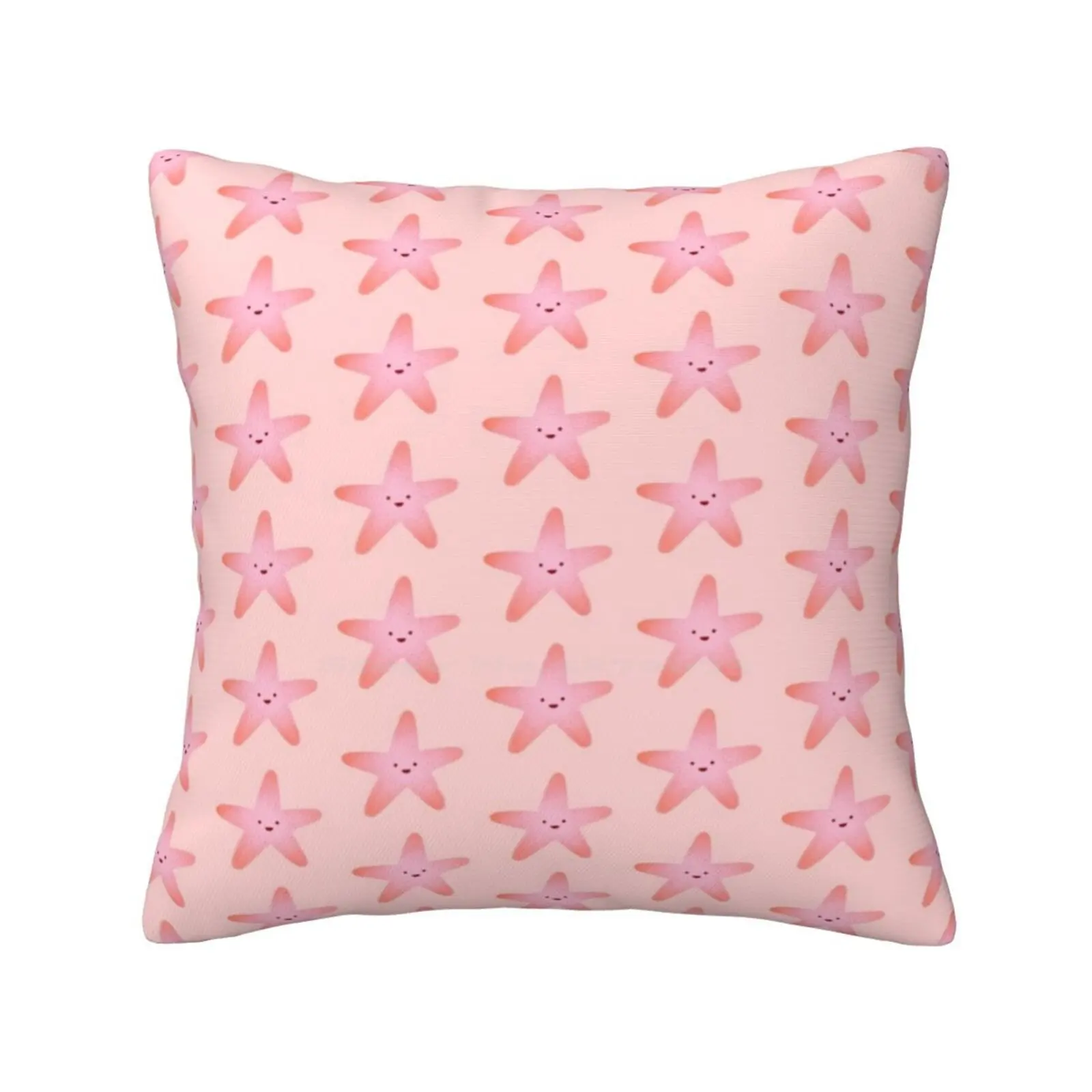 Happy Little Pink Starfish Pillowslip Pillowcase Ocean Cute Kids Red Kawaii Little Starfish Pink Starfish Sea Star Baby