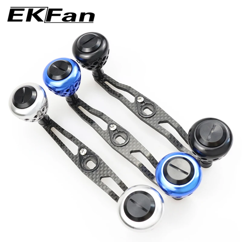 EKfan 130MM Kohlefaser-Baitcasting-Angelrollen-Griff für A/S/D 7*4/8*5mm Loch Doppel-Legierungs-Knopf Köderrollen-Griff – Detail 6
