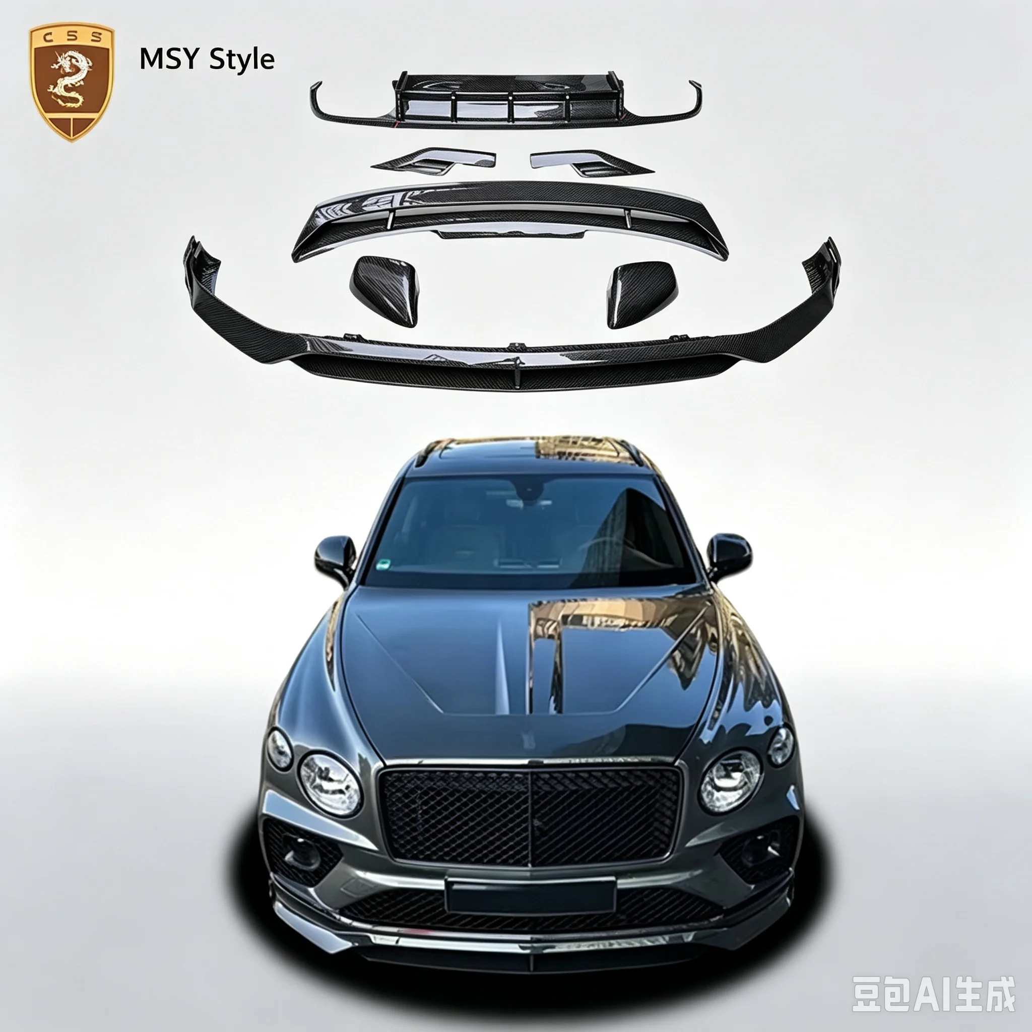 New Lar-te Style Dry Carbon Fiber Body Kit For Bentley Bentayga 2020-2025 Front Lip Rear Diffuser Side Mirror Cover Tail Wing