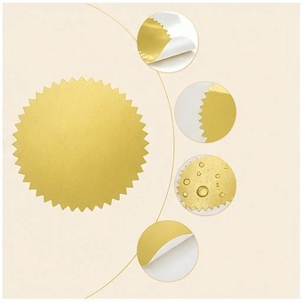 200Pcs Self Adhesive Embossing Seal Stickers Blank Round Scalloped Edge Gold for Certificates Awards Graduation Office Tamper 6