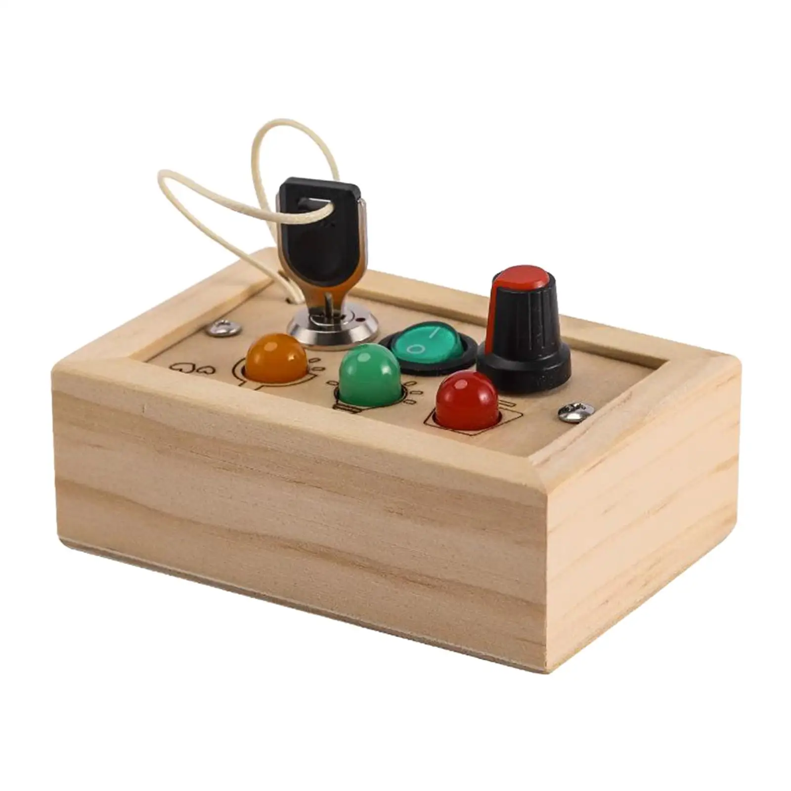 Lights Switch Busy Board Wood Control Panel for Kids Boys Girls Wooden Toy