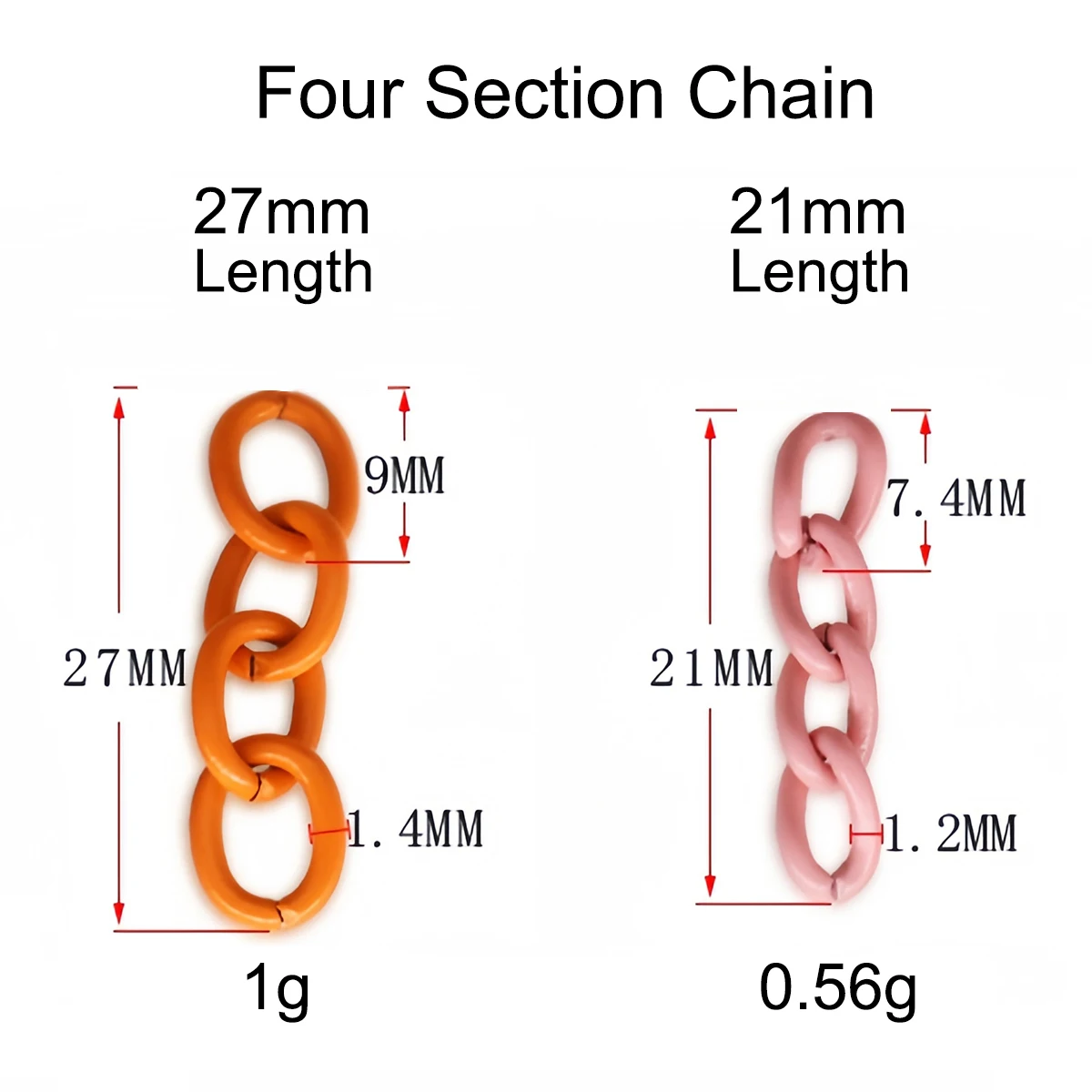 50pcs 21/27mm Colorful Keyring Extension Chain Tail Keychain Chain Connector for Necklace Bracelet Pendant DIY Jewelry Findings