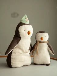 Cotton Linen Stuffed Animals Penguin Cute Birthday Gift for Kids Handmade Penguin Plushies Cute Cuddly Baby Nursey Soft Toys