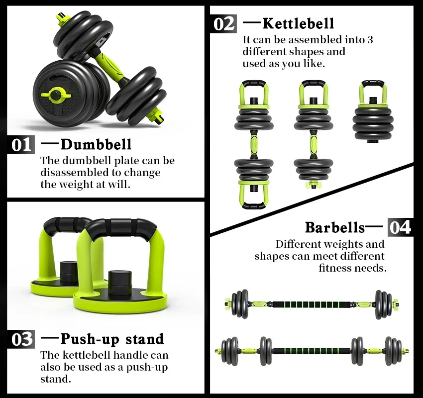 10kg 15kgGym Home Equipment Plastic Dumbbell Barbell Adjustable cement dumbbells