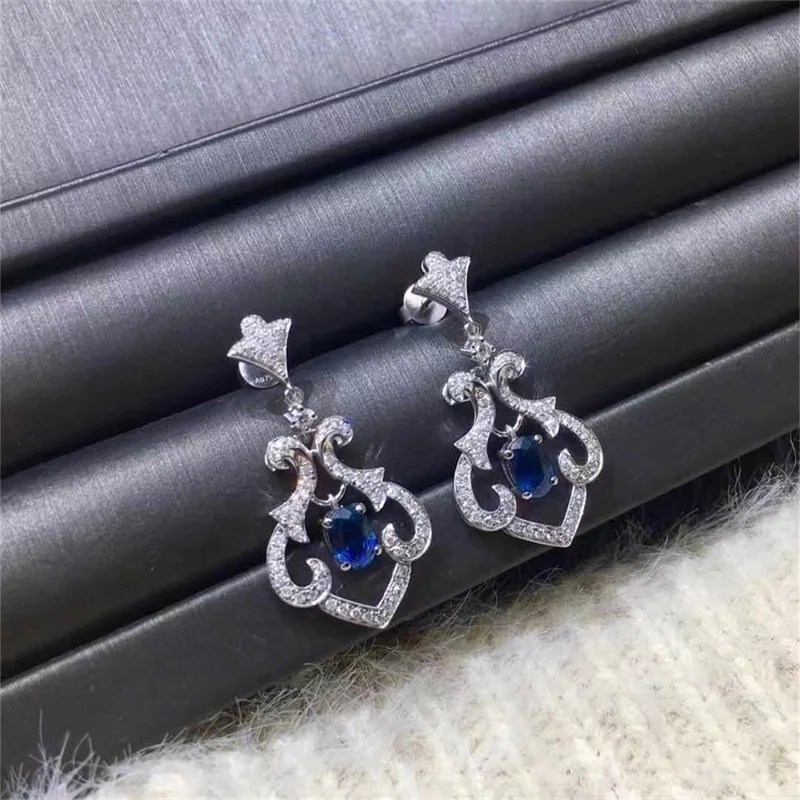 Vintage silver 925 micro inlaid sapphire water droplets earring light luxury hollow out fashion earrings for women jewelry gifts
