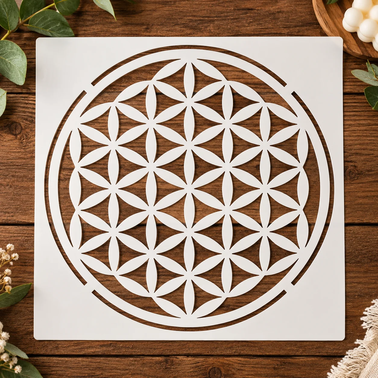 1PC 6x6 Inch Flower of Life Stencil Reusable Sacred Geometry Mandala Painting Template for Wall Wood Fabric Tile DIY Decor