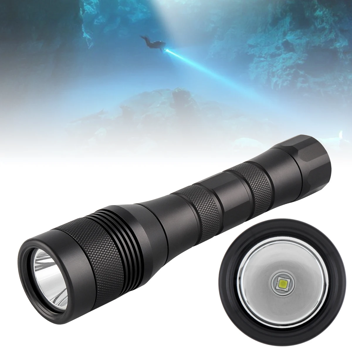 SecurityIng Diving Torch LED 1050LM Scuba Flashlight 120° Wide Beam Fit for Underwater Photography Video Supplement Lights