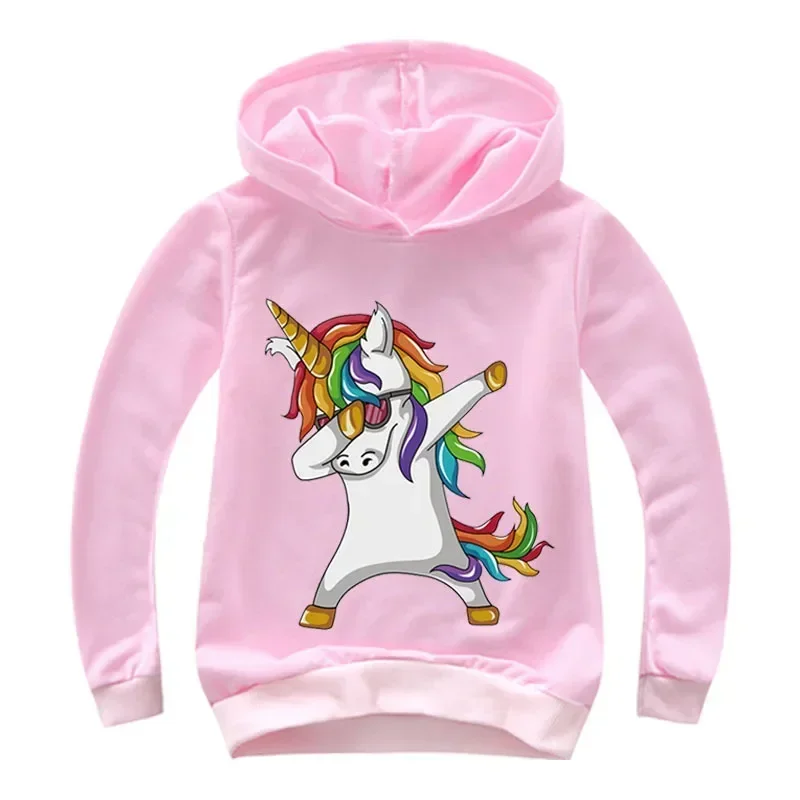 Children Unicorn Cartoon Hoodie Clothing Boys Girls Tops 3-12 Years Cute Printing Hoodie Spring Autumn Kid Pullover Sweatshirt