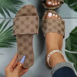 Zapatillas de mezclilla para mujer, zapatos, Sandalias planas con punta abierta, chanclas informales para mujer, zapatillas de playa para mujer, zapatos planos, sandalias de lujo para mujer