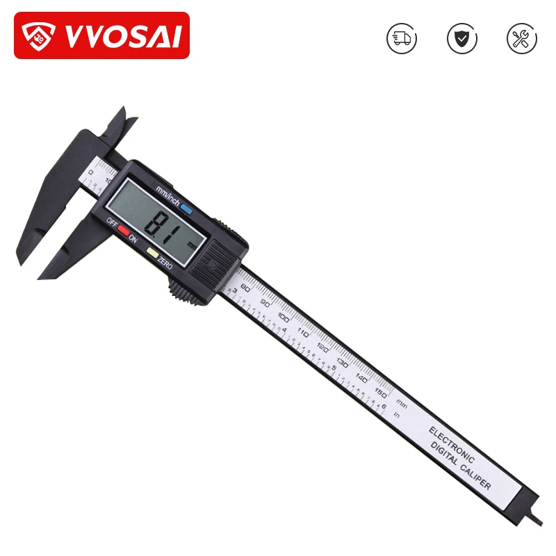 VVOSAI 6inch LCD Digital 150mm Electronic Carbon Fiber Vernier Caliper Gauge Micrometer