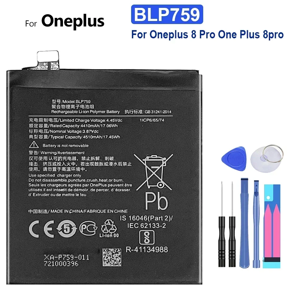 Battery For One Plus 5, 5T, 6, 6T, 7, 8 Pro, 7Pro, 8 Pro, For OnePlus 1 +, BLP637, BLP657, BLP699, BLP685, BLP761, BLP759