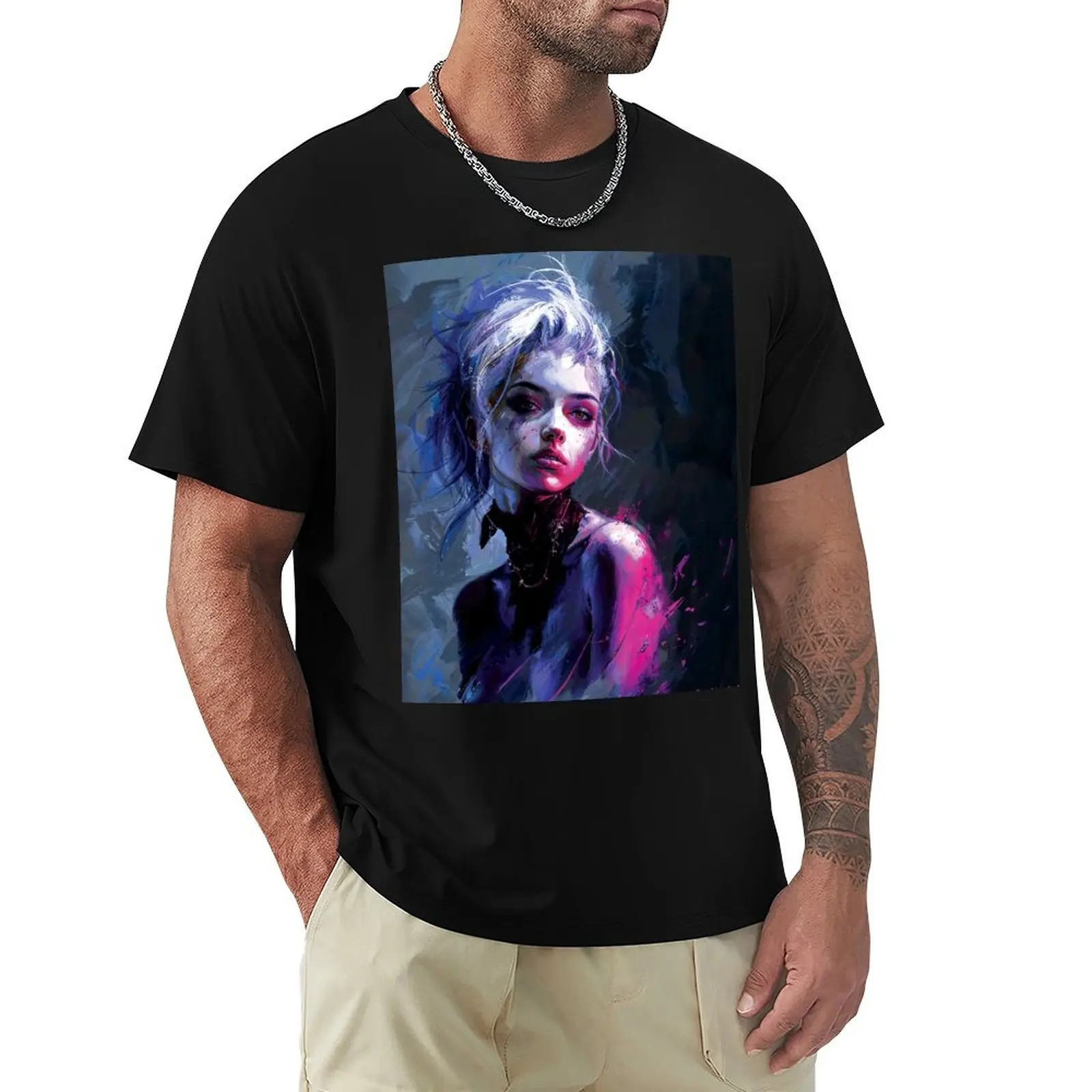 Hypnotic Allure: Zoe's Vulnerable Gaze T-Shirt Fashion Simple Casual Tee Shirt