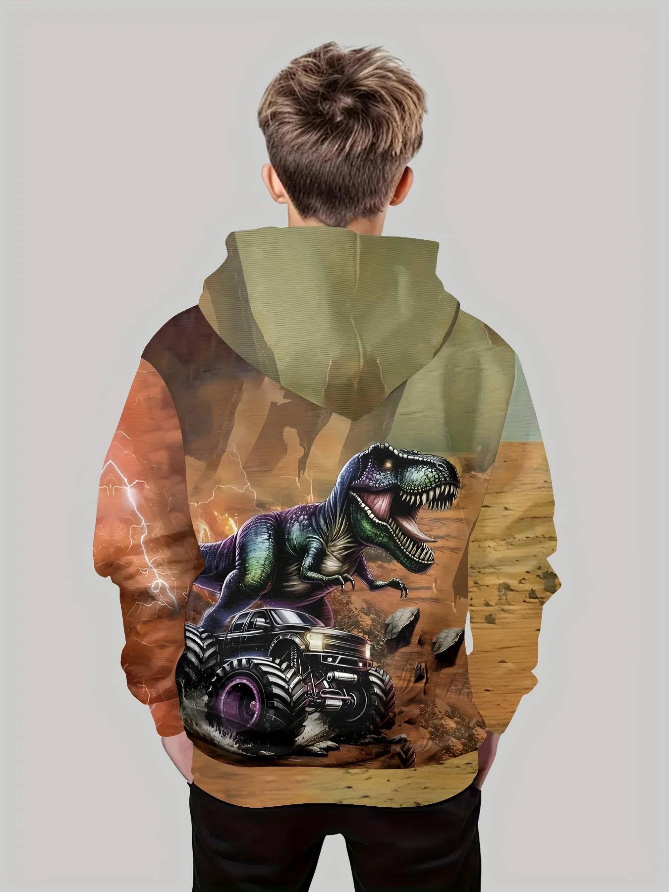 Kinder Kleidung Jungen Hoodies Langarm 3D Dinosaurier drucken Kinder Frühling Herbst Kleidung lässig stilvolle Outdoor-Jungen Kleidung Tops – Detail 10