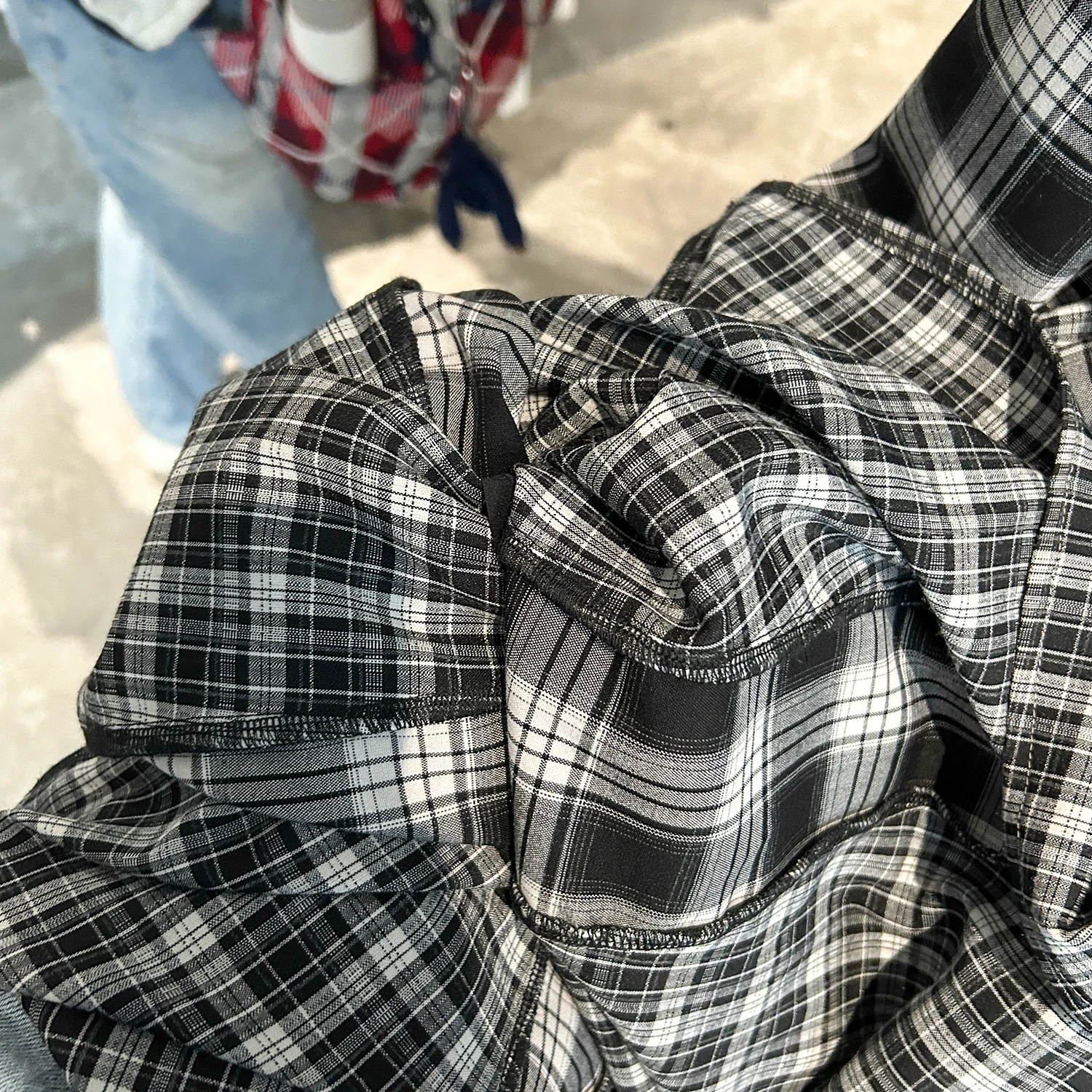 High Waist A-Line  Skirt Bla Plaid Retro Hong Kong Sle Slimming Long Skirt Autumn New Arrival Women's Faion