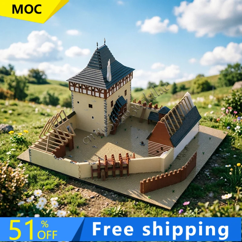 6870PCS Customized MOC Medieval Defense Castle Model Building DIY Blocks Bricks Assembly Toy Educational Holiday Gifts For Kids