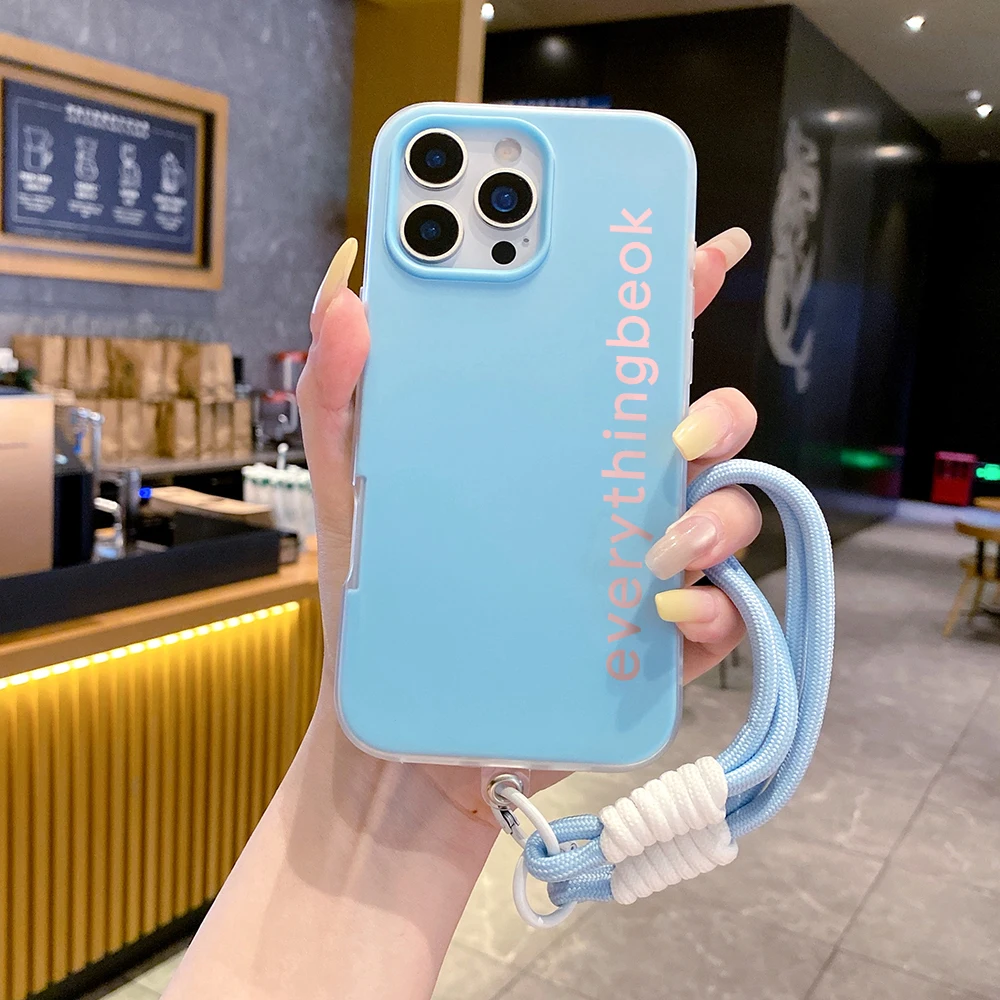 Fashion Pink Letter 2 in1 Lanyard Jelly Phone Case For Samsung Galaxy S26 Ultra S25 S23 S24 FE A57 A56 A54 A55 A17 A16 A07 Cover
