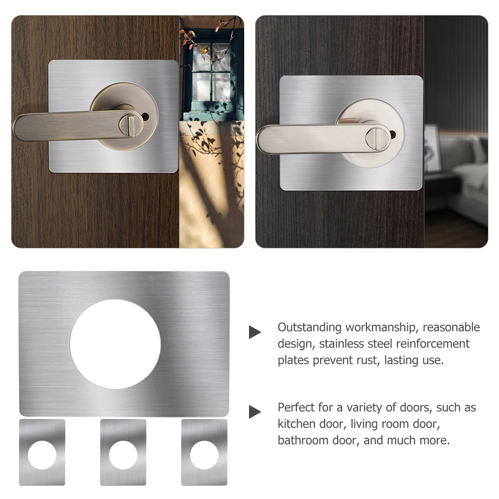 

4Pcs Door Reinforcement Plates Stainless Steel Cover for Deadbolt Door Knob Plate Repair Hole Filler Deadbolt Cover