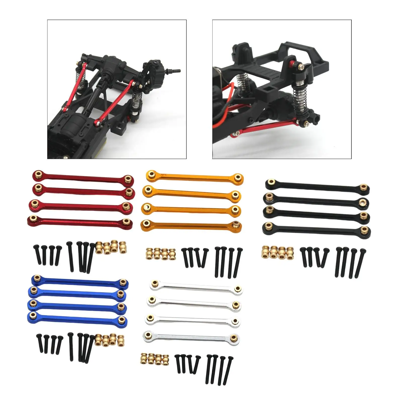 Ensemble de 4 tiges de traction, ensemble de liaison de tiges de tension en alliage d'aluminium pour télécommande 1/24