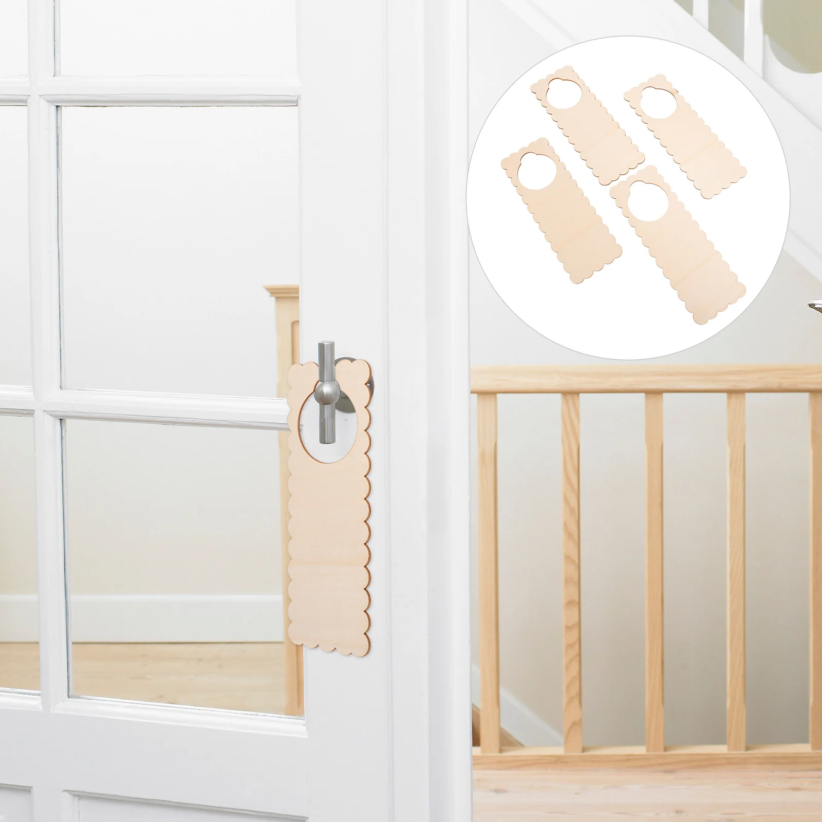 

10Pcs Blank Doorknob Sign Fine Workmanship Neat Cutting Practical DIY Accessory Door Wood Plaque Doorknob Wood Sign