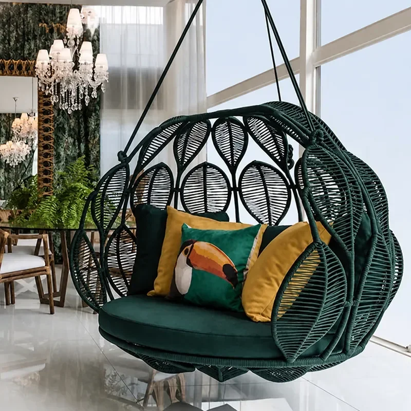 Hanging Rope Chair Swing Outdoor Garden Balcony Leisure Lazy Rocking Cradle Seat for Home Patio Yard Relaxation Comfortable