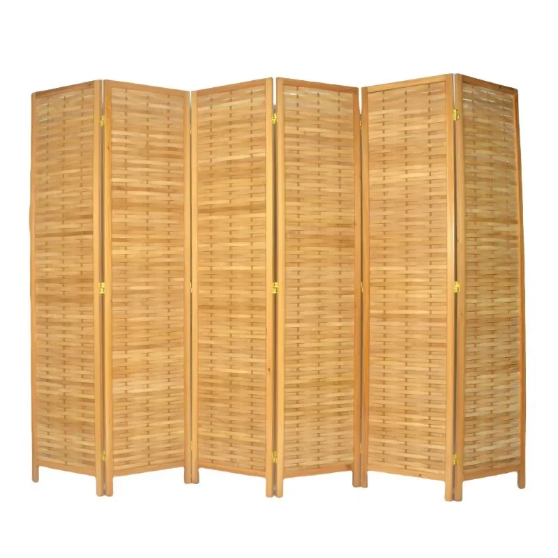 Vintage Bamboo Wood Louver Folding Screen Room Divider Portable Partition for Office Home Decor