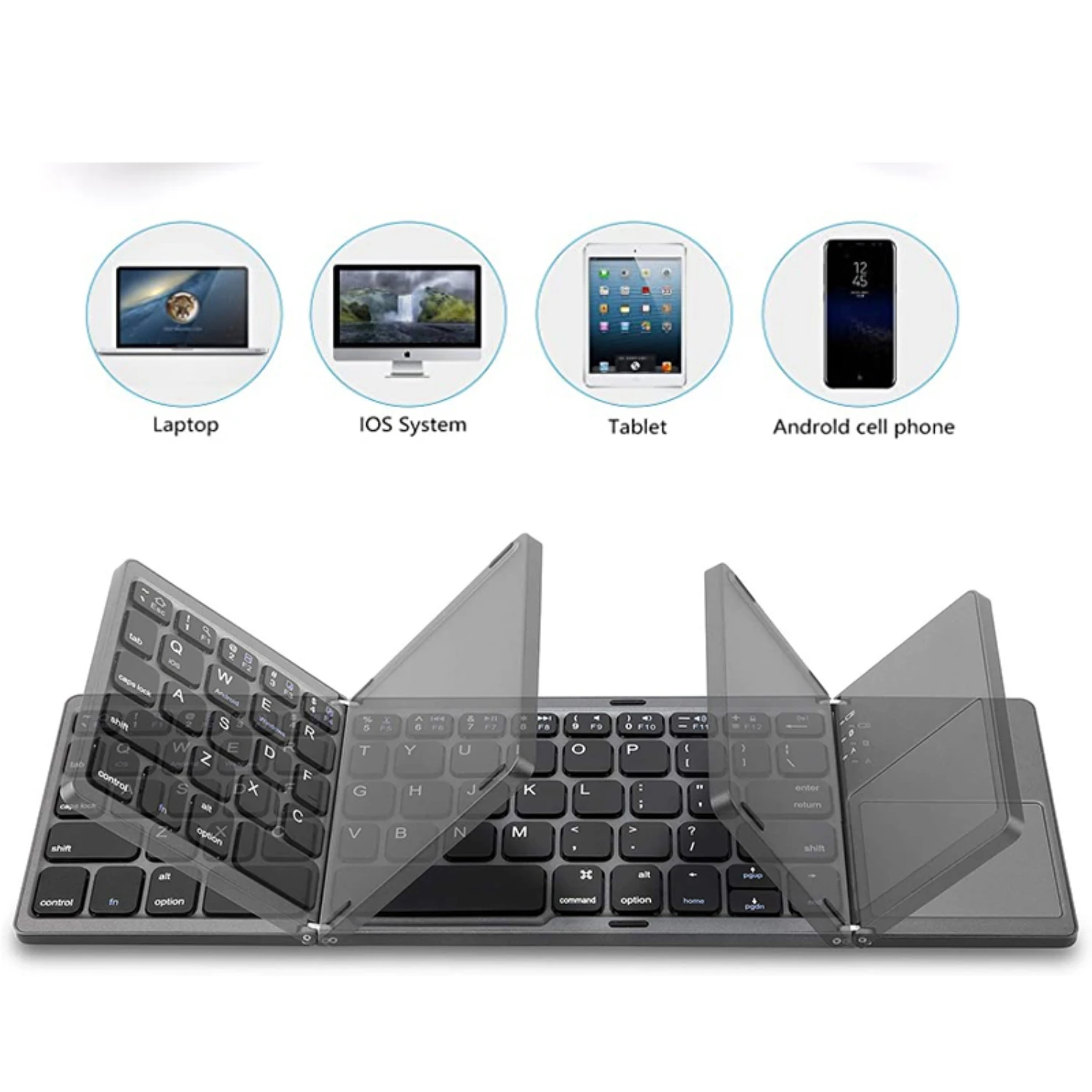 

Russia/Spain Rechargerable Bluetooth Wireless Keyboard Foldable with Touchpad Mouse for Android Windows Tablet Folding Keypad