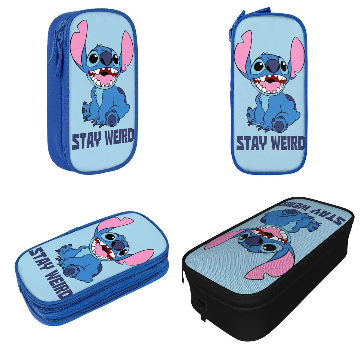 Imagem -02 - Stay Weird Stitch Lápis Cases Lovely Anime Pen Holder Bags para Crianças Grande Capacidade Material Escolar Zipper