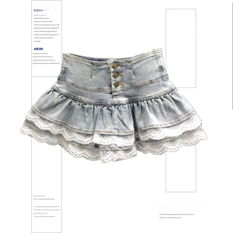 Women's Blue Black Riveted Belt Denim Skirt Y2K Harajuku High Street Fashion 90s Sexy A-line Mini Skirt Summer Clothing 2026 New - Image 3