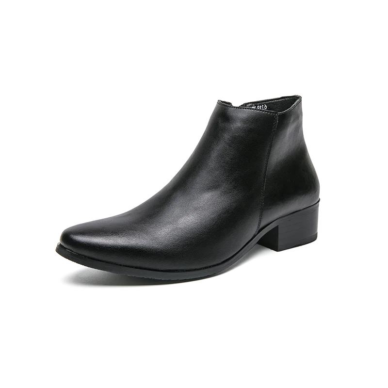 High Top Leather Shoes for Men Autumn Winter Warm Business Casual Ankle Boots Durable Non Slip Comfortable Classic Style