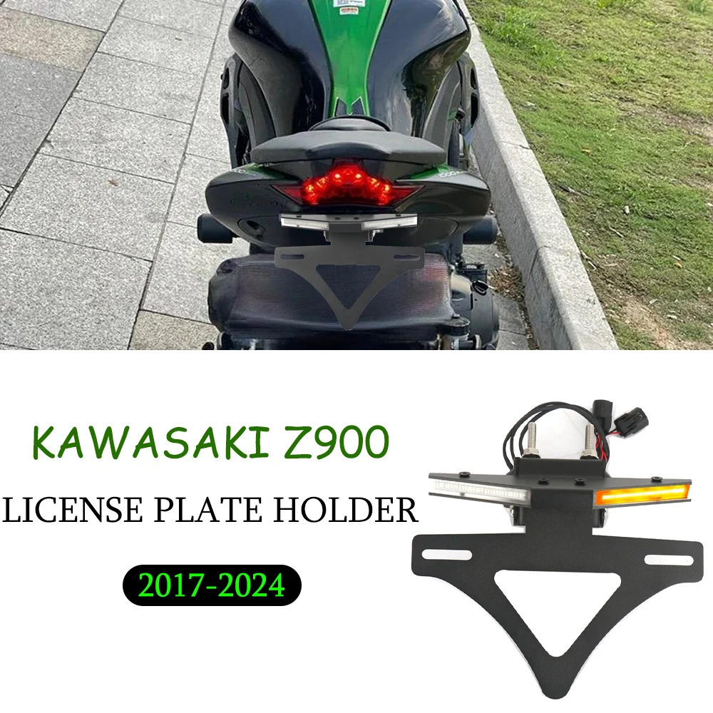 

Новые аксессуары для мотоциклов, держатель номерного знака, кронштейн со светодиодной сигнальной подсветкой для Kawasaki Z900 Z 900 2017-2024