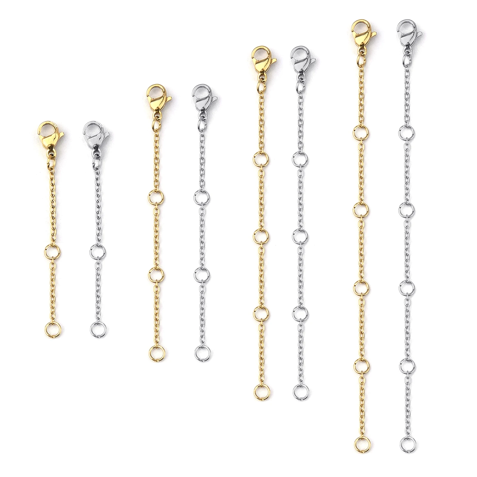 5pcs/Lot Stainless Steel Extension Extended Tail Chain Lobster Clasps Connector DIY Jewelry Making Findings Bracelet Necklaces
