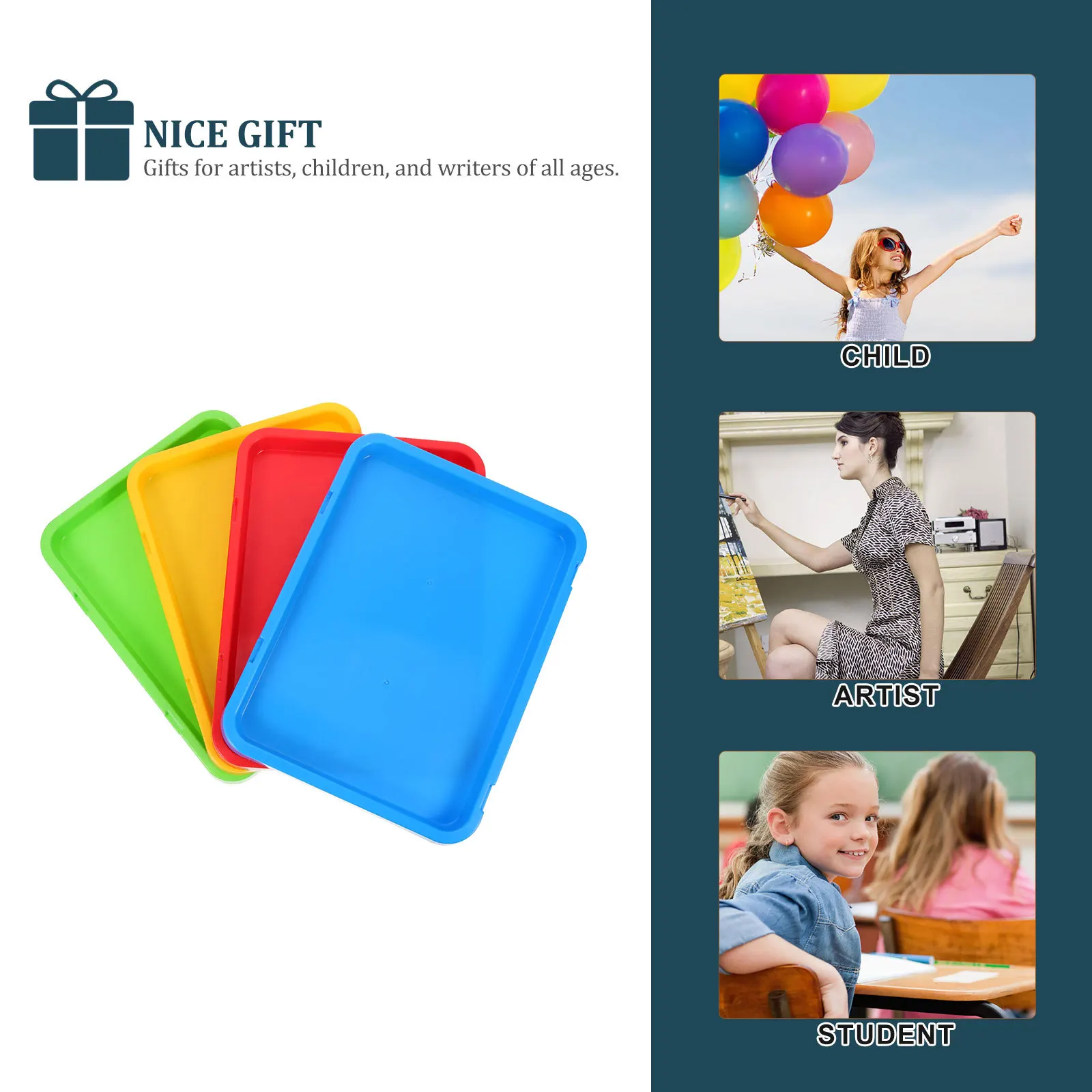 4 قطع من صواني الرسم الفنية، صينية خلط الألوان، تصميم عملي للفنانين والطلاب، صينية حرفية للأطفال