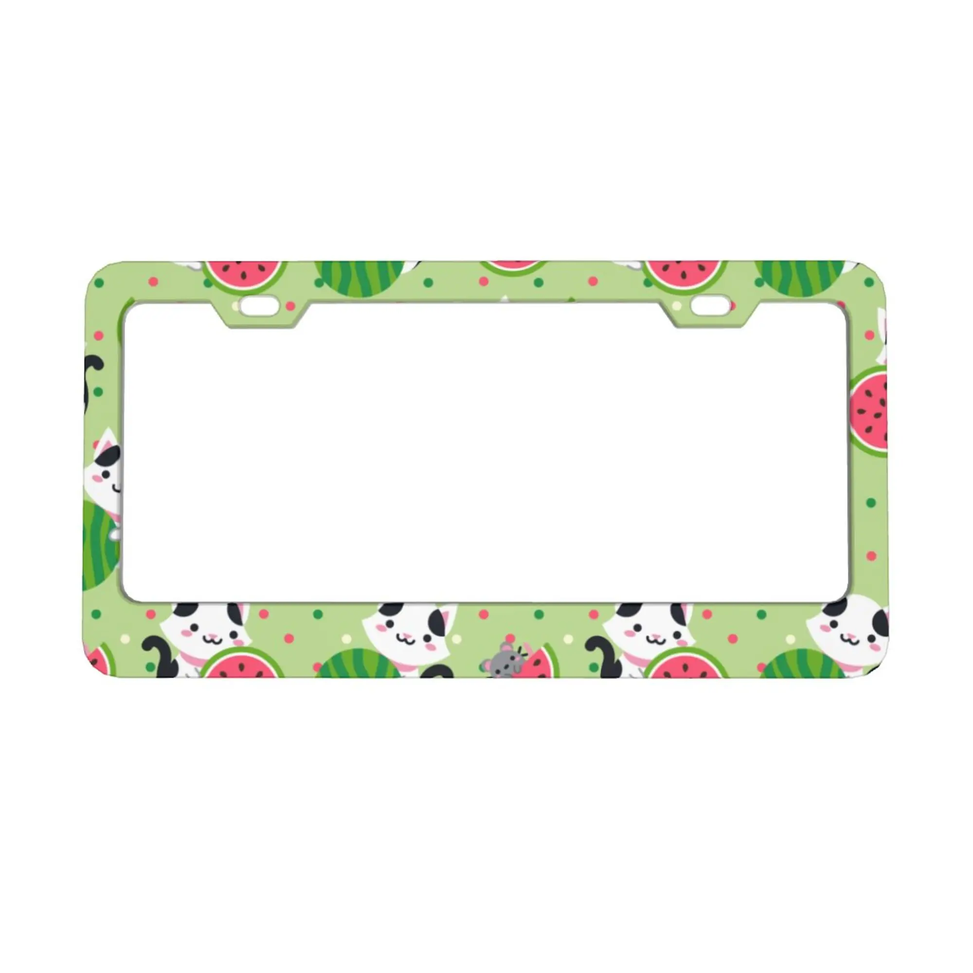 

Watermelon Cats Cartoon License Plate Frame Plate Holder License Plate Cover Decoration for Men Women Vehicle 12x6 Inch